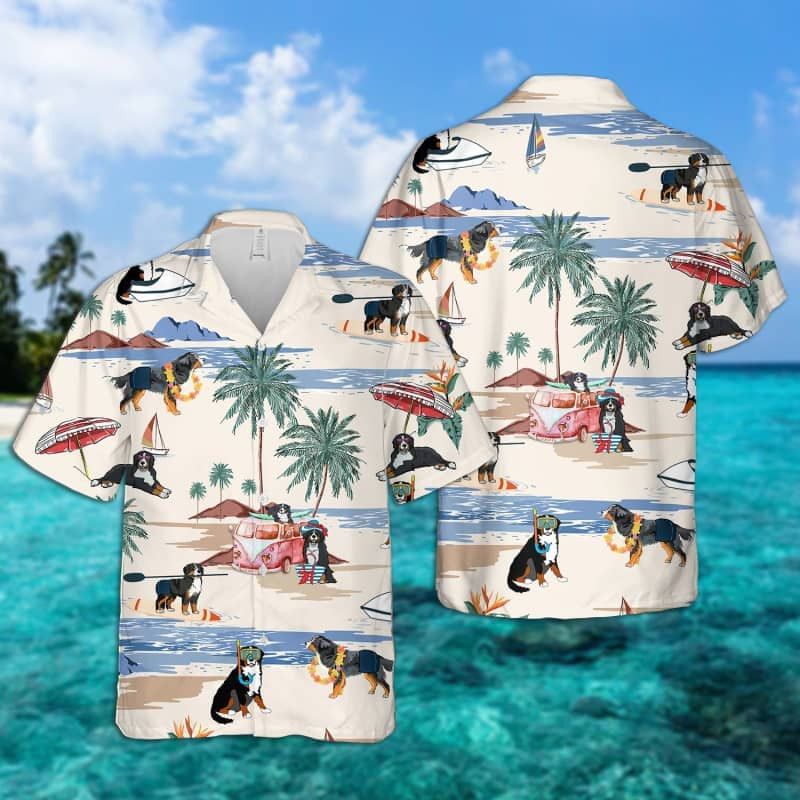 Entlebucher Mountain Summer Beach Trendy Hawaiian Shirt, Dog Beach Short Sleeve Trendy Hawaiian Shirt