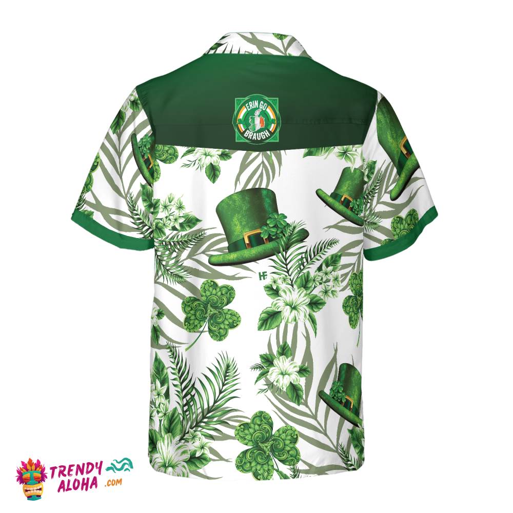 Erin Go Braugh Ireland Green Hat And Shamrock Pattern Hawaiian Shirt