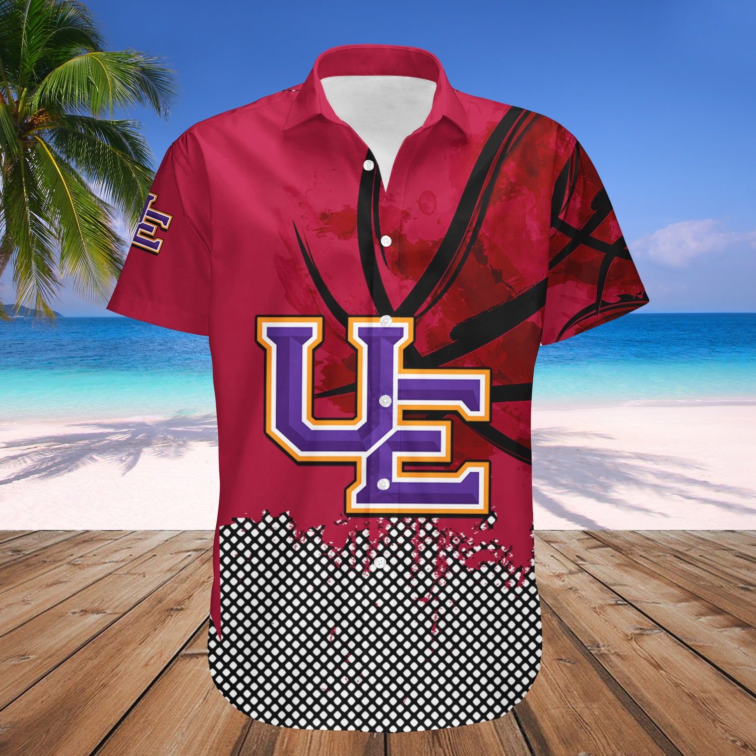 Evansville Purple Aces Hawaii Shirt Basketball Net Grunge Pattern – NCAA