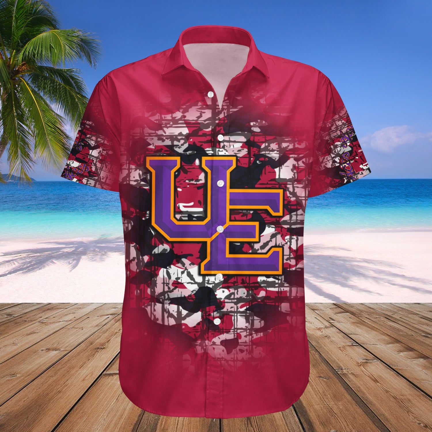 Evansville Purple Aces Hawaii Shirt Camouflage Vintage – NCAA