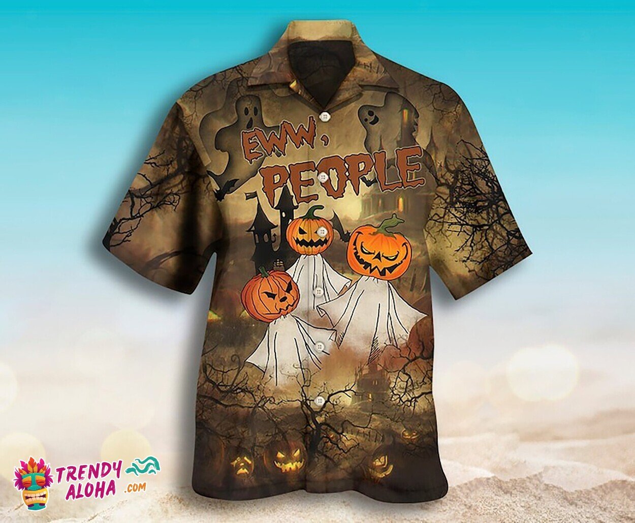 Eww People Pumpkin Ghost Funny Halloween Hawaiian Shirt Unisex
