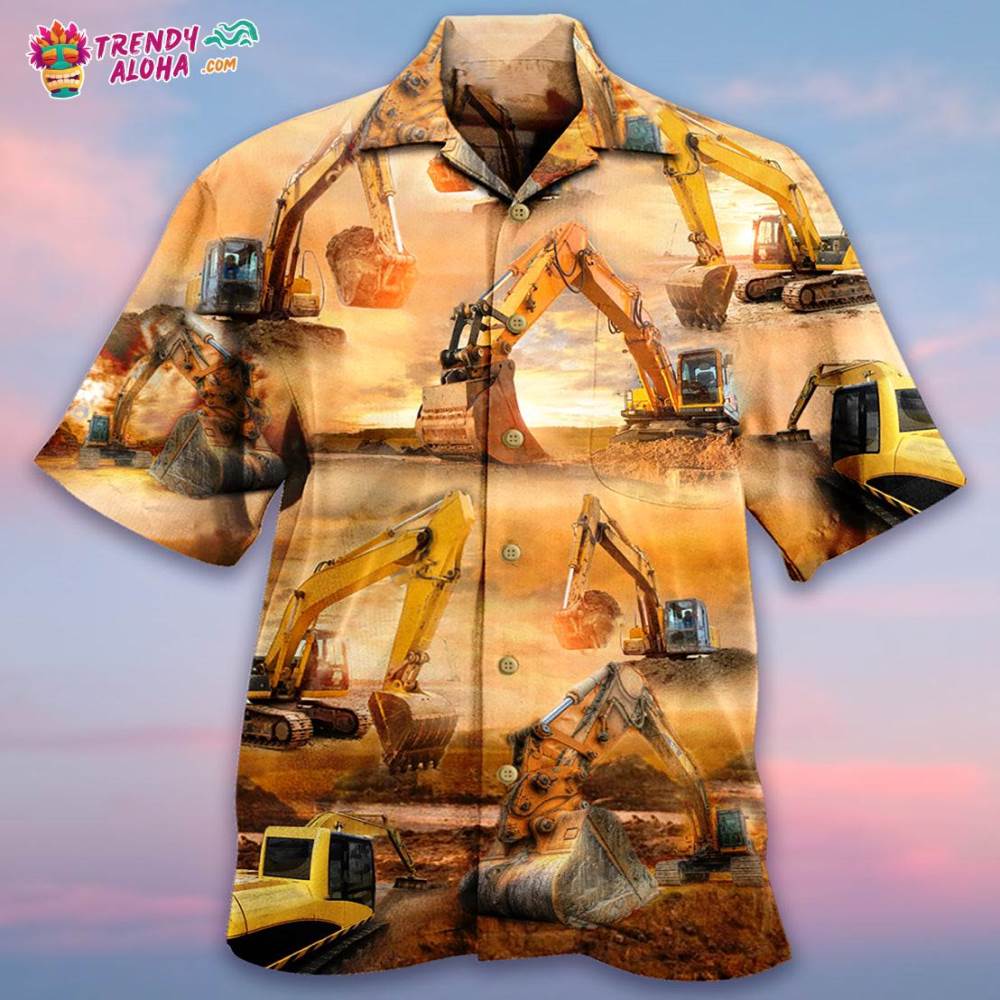 Excavator Working Hard Hawaiian Shirt – Trendy Aloha