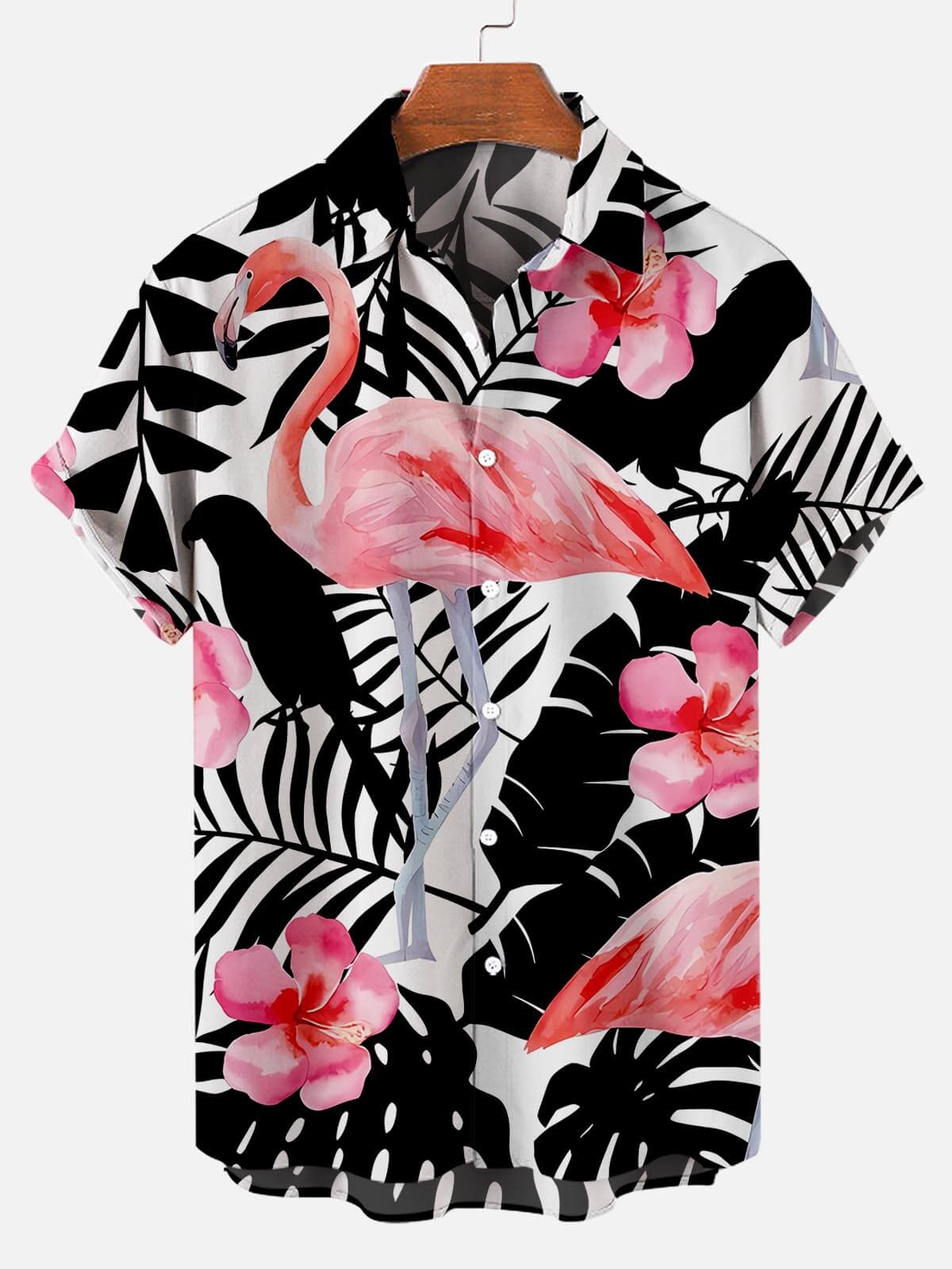 Exotic Bird Paradise: Tropical Jungle Pattern With Bird Men’s Hawaiian Shirt Exotic Bird Paradise: Tropical Jungle Pattern With Bird Men’s Hawaiian Shirt