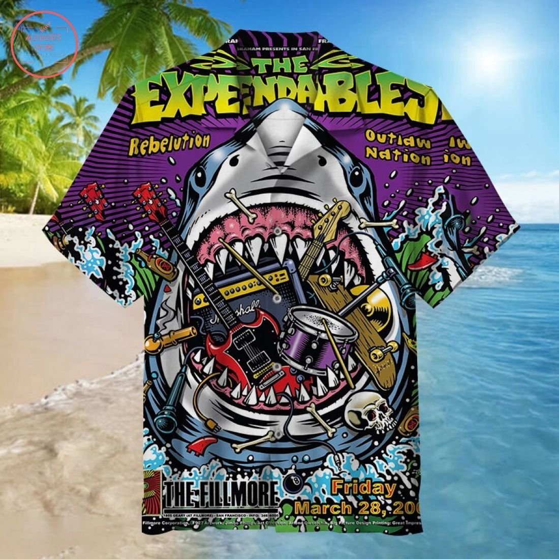 Expendables Shark Movie Hawaiian Shirt Design