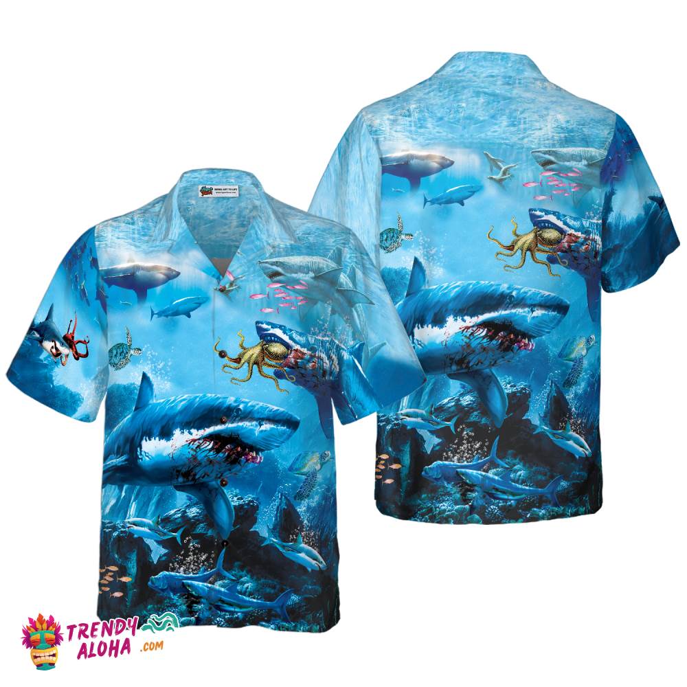 Extreme Dangerous Shark In The Sea Hawaiian Shirt