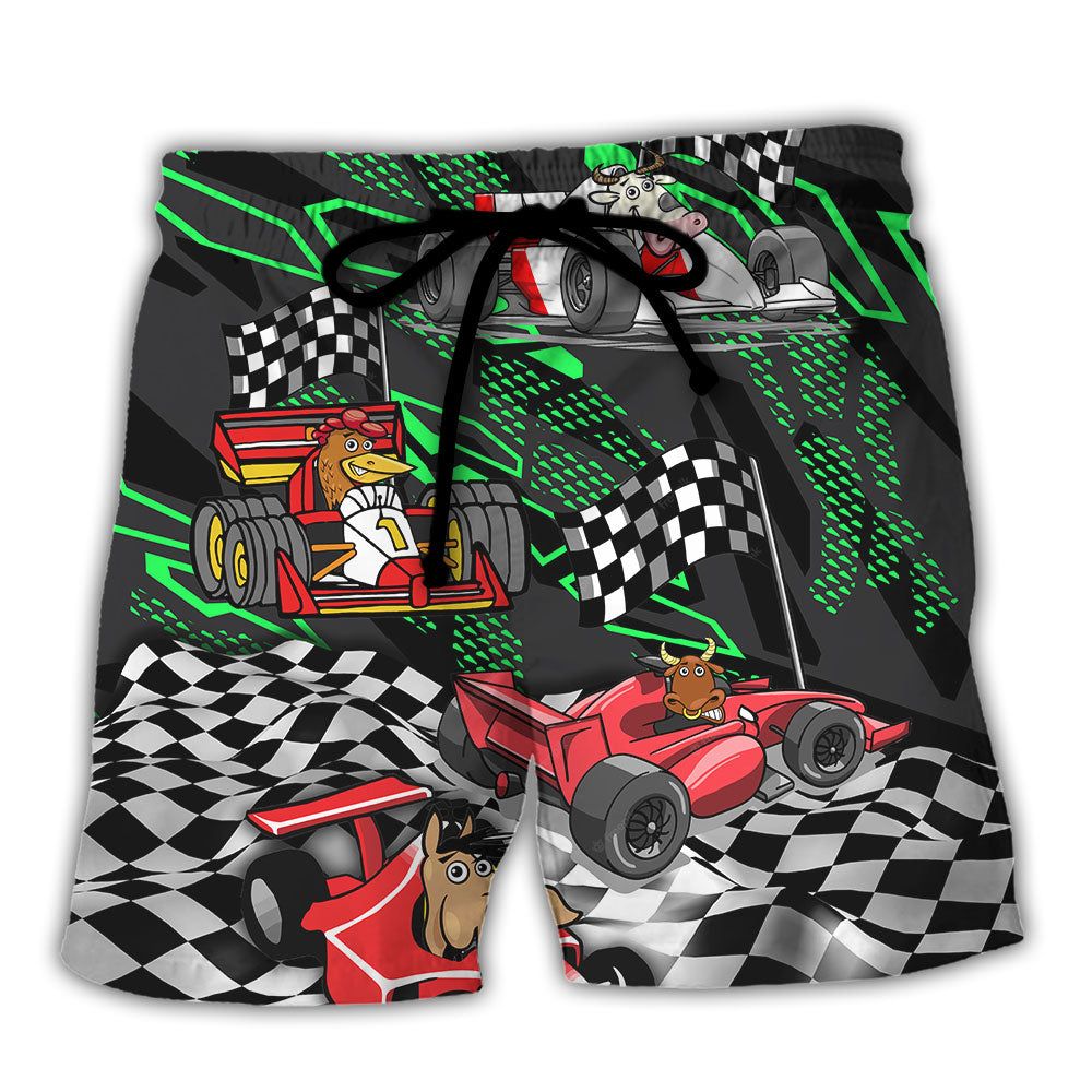 F1 Formula One Animals Racing Car Funny Speed LoverTrendy Aloha Hawaiian Beach Shorts F1 Formula One Animals Racing Car Funny Speed LoverTrendy Aloha Hawaiian Beach Shorts