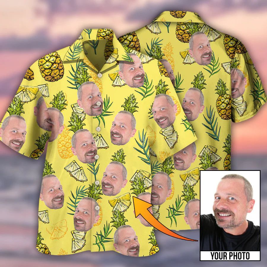 Face Aloha Pineapple Custom Photo Hawaiian Shirt