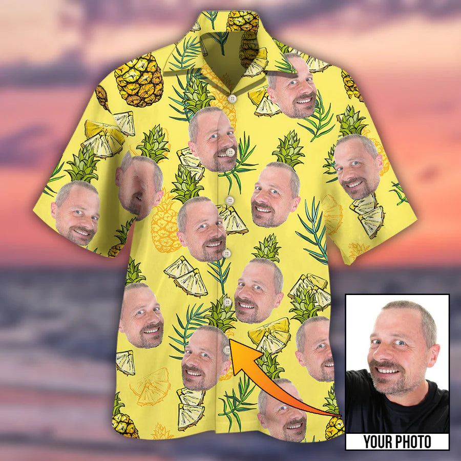 Face Aloha Pineapple Custom Photo Hawaiian Shirt Face Aloha Pineapple Custom Photo Hawaiian Shirt