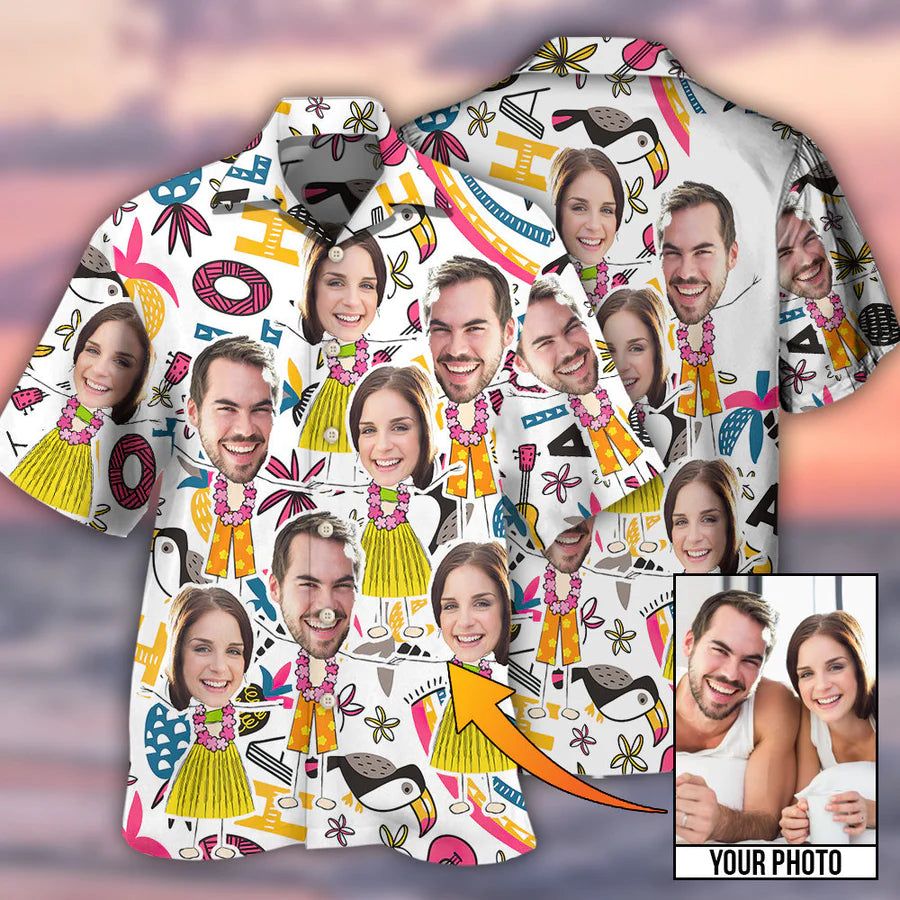 Face Custom Photo Aloha Couple Hawaiian Shirt