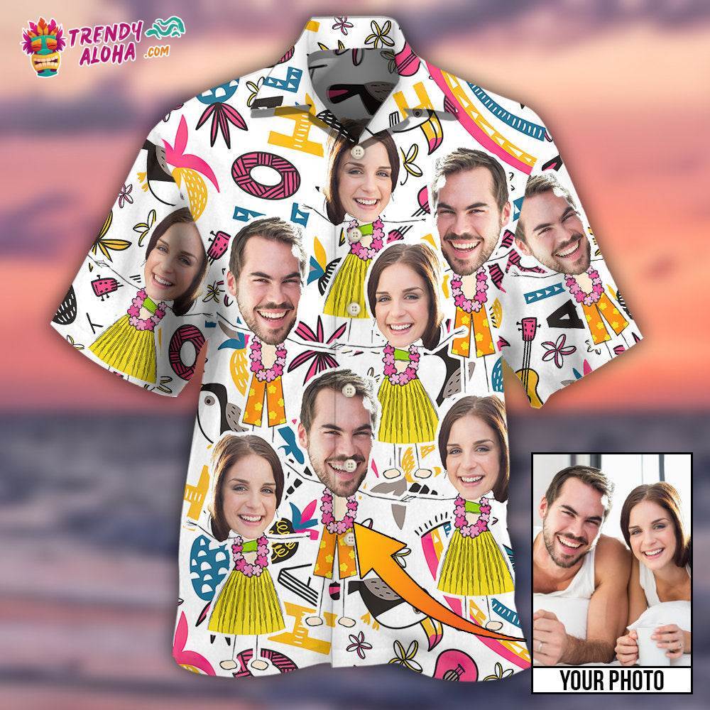 Face Custom Photo Aloha Couple Hawaiian Shirt - Trendy Aloha - Trendy Aloha
