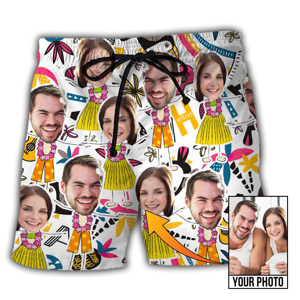 Face Custom Photo Aloha Couple Trendy Aloha Hawaiian Beach Shorts Face Custom Photo Aloha Couple Trendy Aloha Hawaiian Beach Shorts