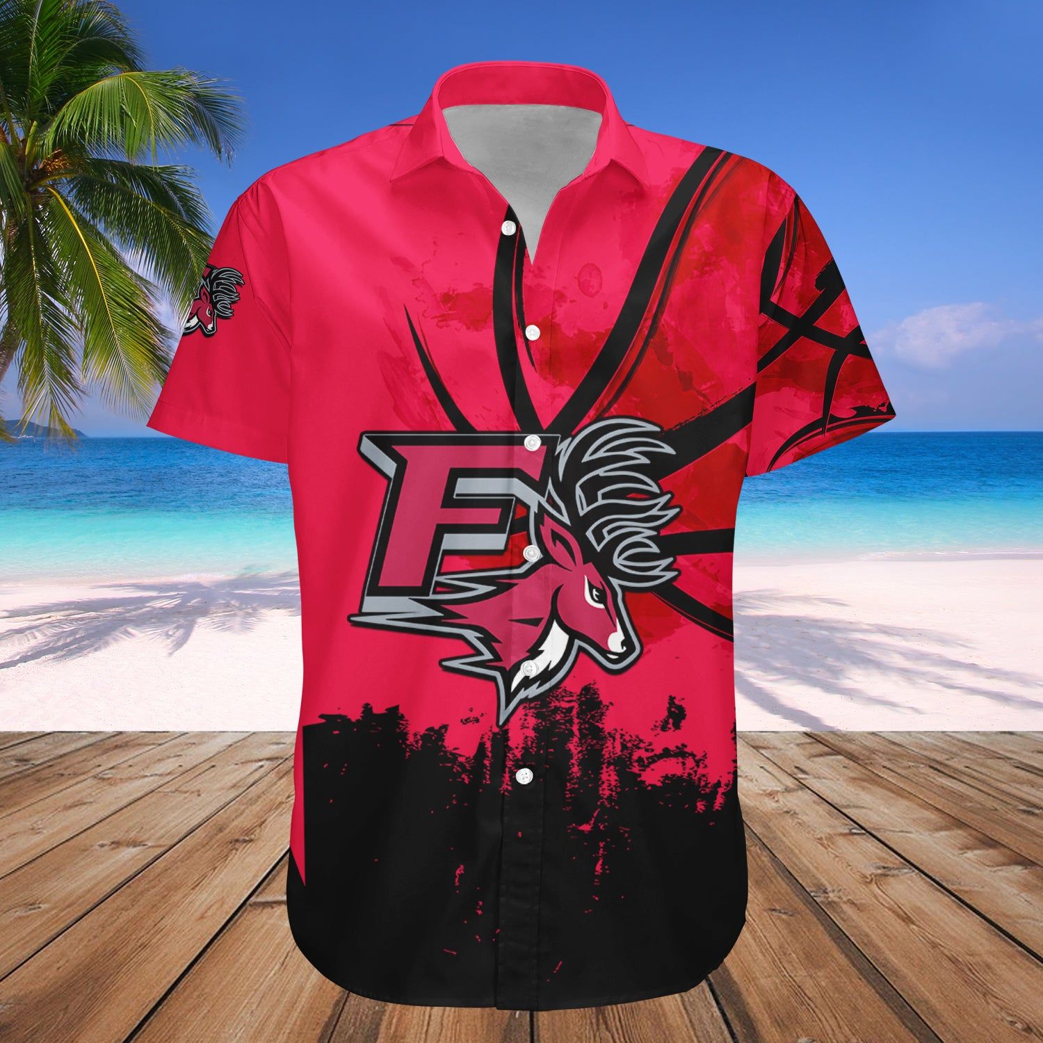 Fairfield Stags Hawaii Shirt Basketball Net Grunge Pattern – NCAA