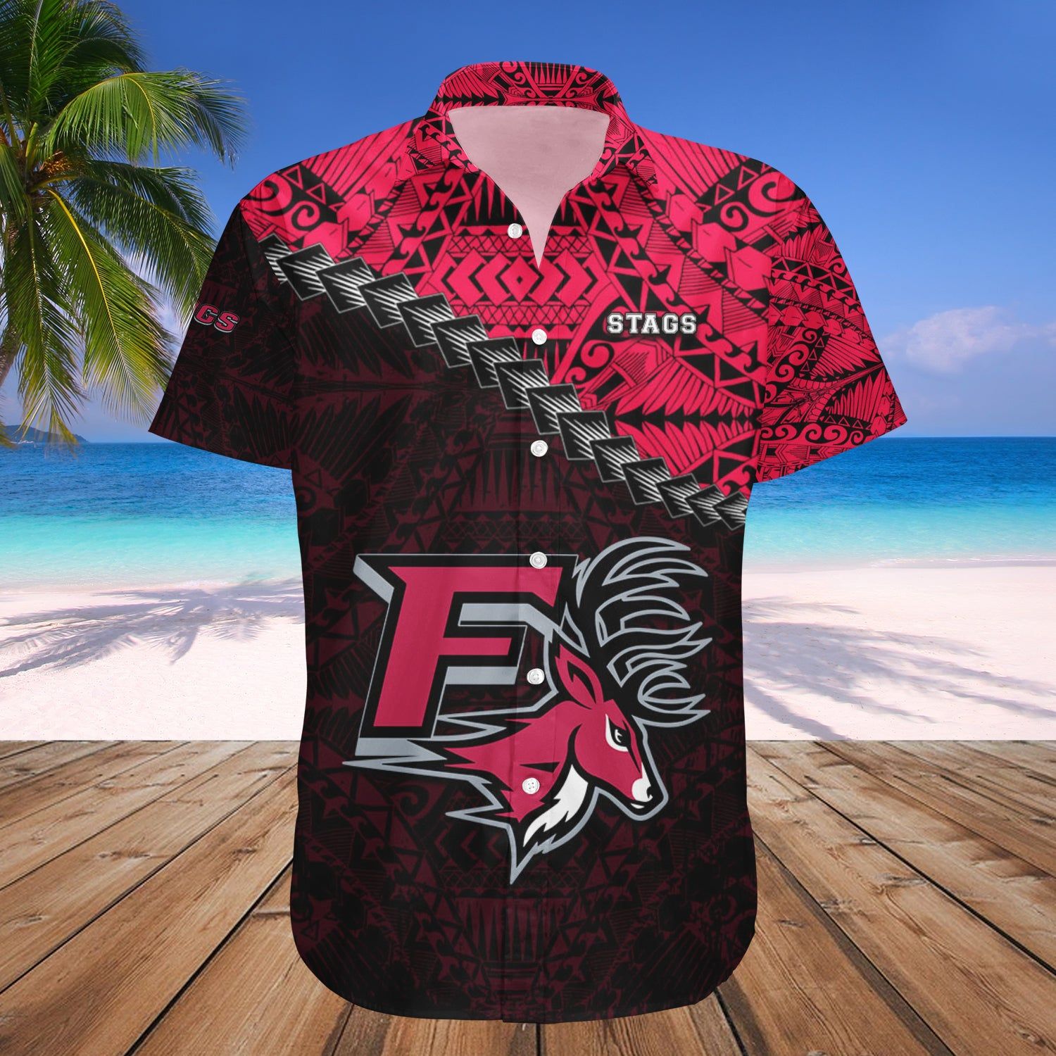 Fairfield Stags Hawaii Shirt Grunge Polynesian Tattoo – NCAA