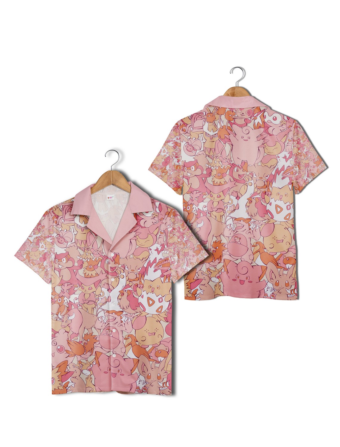 Fairy Type Pokemon Hawaiian Shirt, Pink Pokemon Aloha Shirt Fairy Type Pokemon Hawaiian Shirt, Pink Pokemon Aloha Shirt