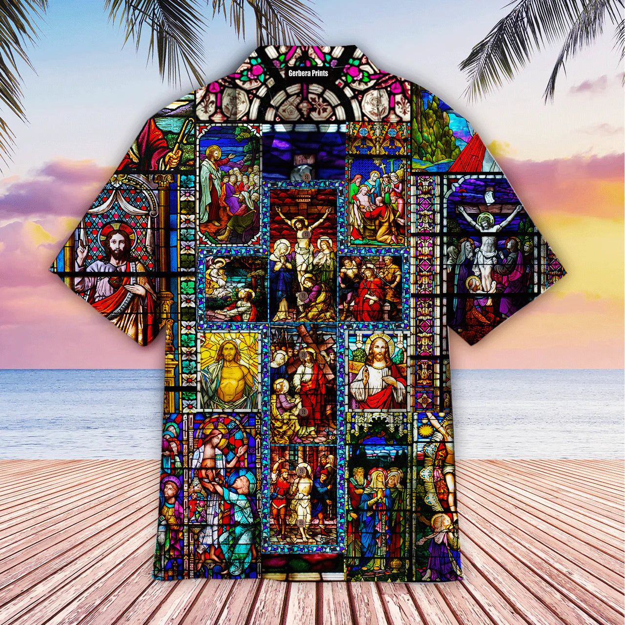 Faith Over Fear Jesus Colorful Glass Aloha Hawaiian Shirts For Men And For Women