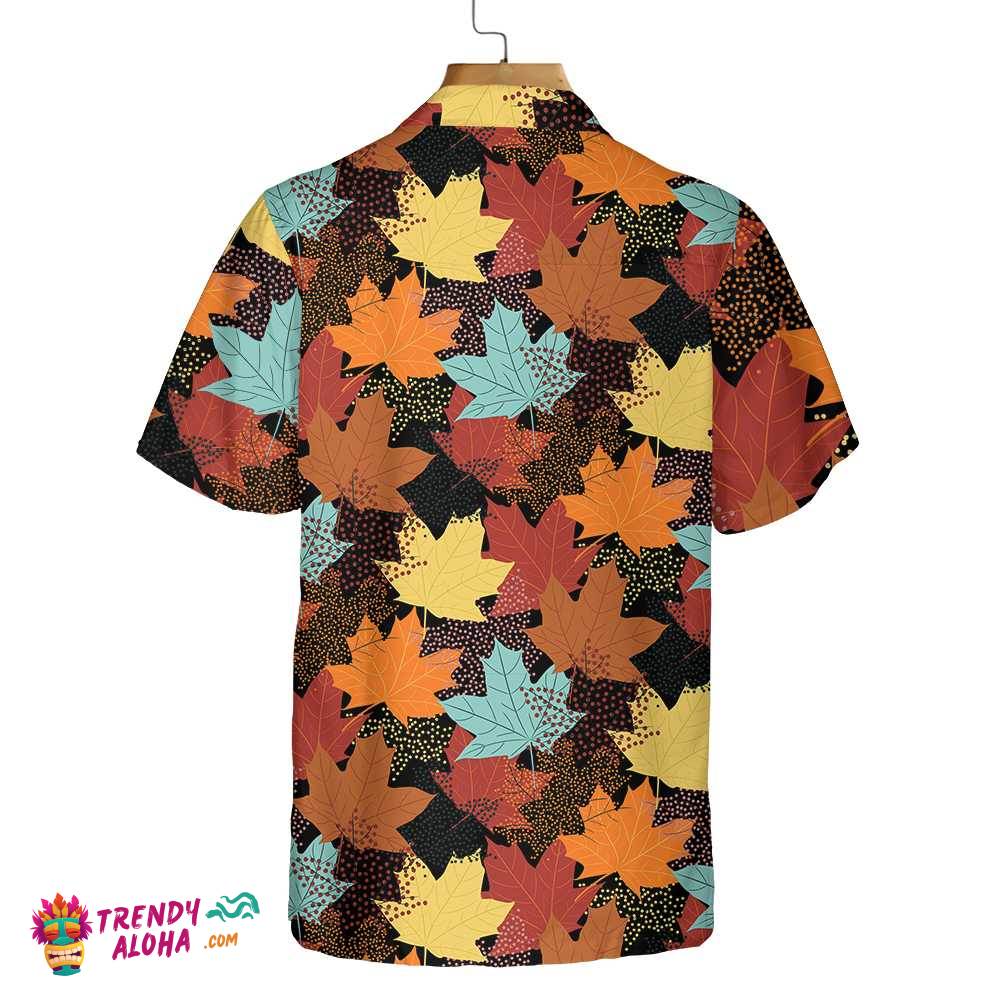 Fall Maple Leaves Black Hawaiian Shirt, Autumn Thanksgiving Shirt, Unique Gift For Thanksgiving Day