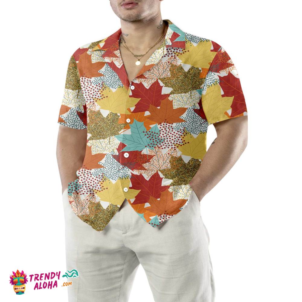 Fall Maple Leaves Hawaiian Shirt, Autumn Vibe Thanksgiving Shirt, Unique Gift For Thanksgiving Day