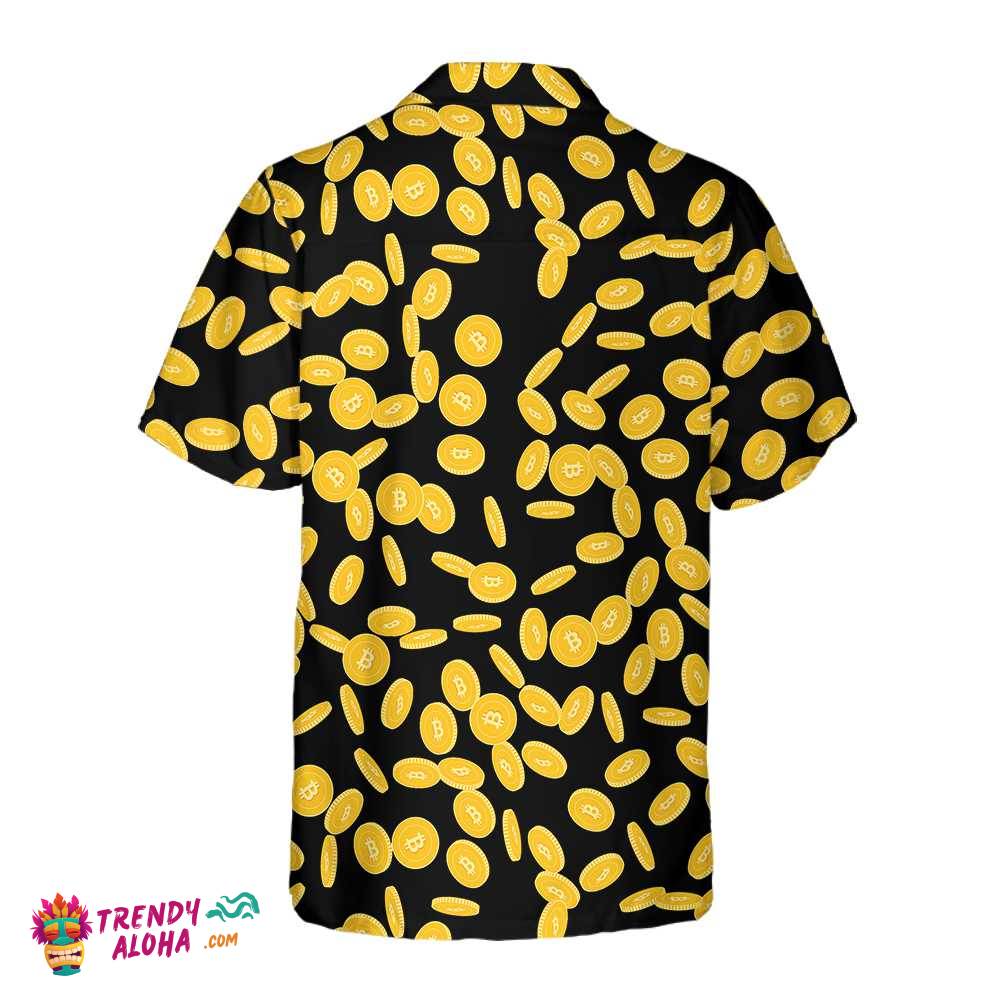 Falling Bitcoin Cryptocurrency Pattern Hawaiian Shirt, Unique Bitcoin Shirt For Men & Women