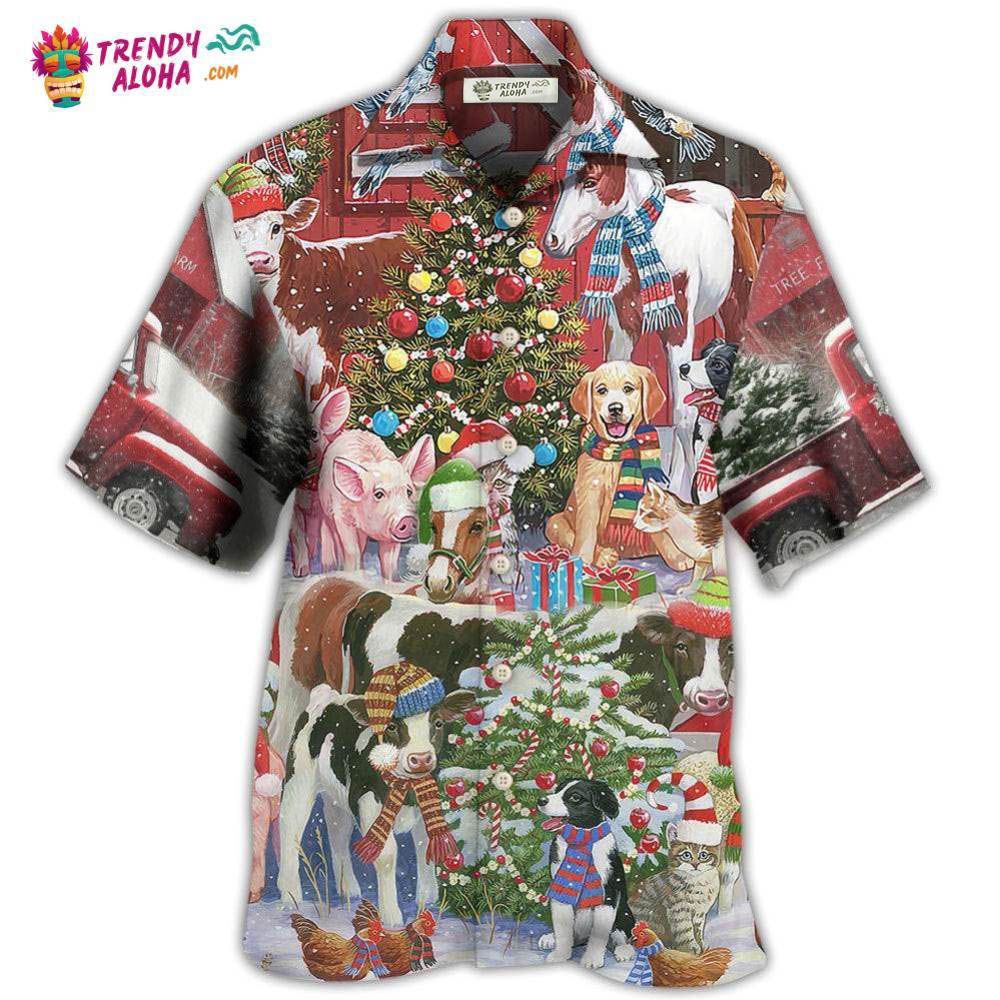 Farm Animals Happy With Xmas Night Hawaiian Shirt – Trendy Aloha Farm Animals Happy With Xmas Night Hawaiian Shirt – Trendy Aloha