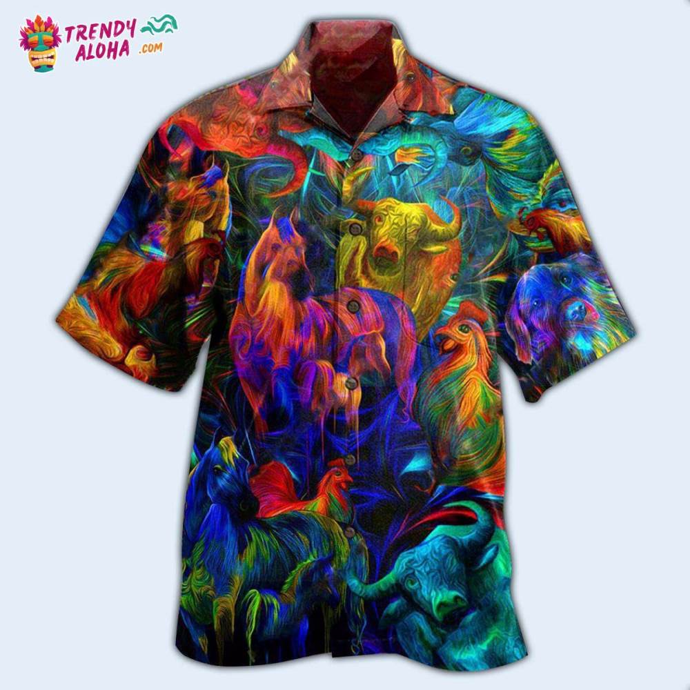 Farm Animals Proud Of Work Hawaiian Shirt – Trendy Aloha