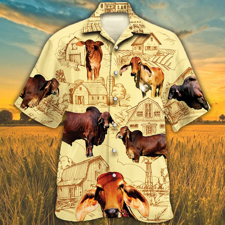 Farm Cow Short Sleeve Hawaiian Aloha Shirt For Men Women, Red Angus Cattle Lovers Farm Trendy Hawaiian Shirt Farm Cow Short Sleeve Hawaiian Aloha Shirt For Men Women, Red Angus Cattle Lovers Farm Trendy Hawaiian Shirt