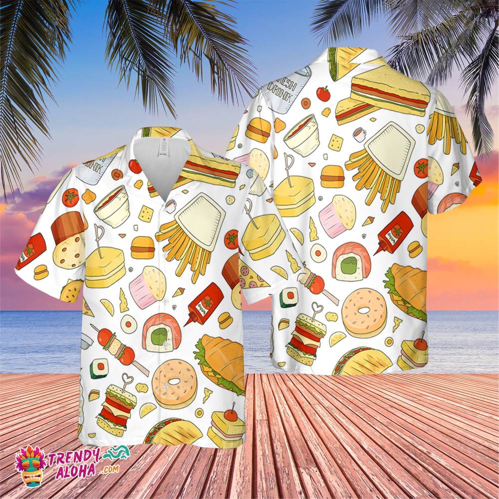 Fast Food Elements Trending Hawaiian Shirt, Summer Vacation Hawaiian Shirt
