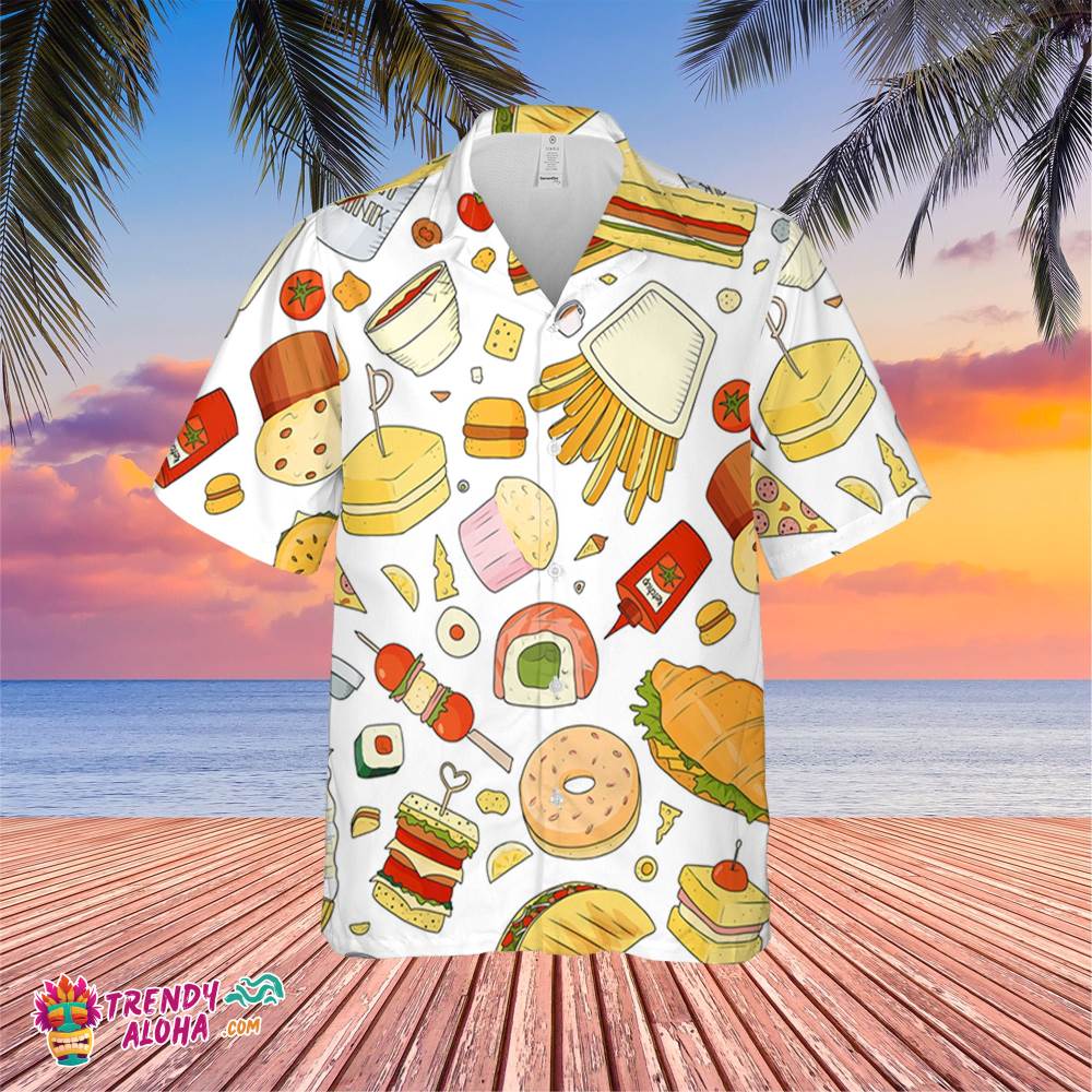 Fast Food Elements Trending Hawaiian Shirt, Summer Vacation Hawaiian Shirt