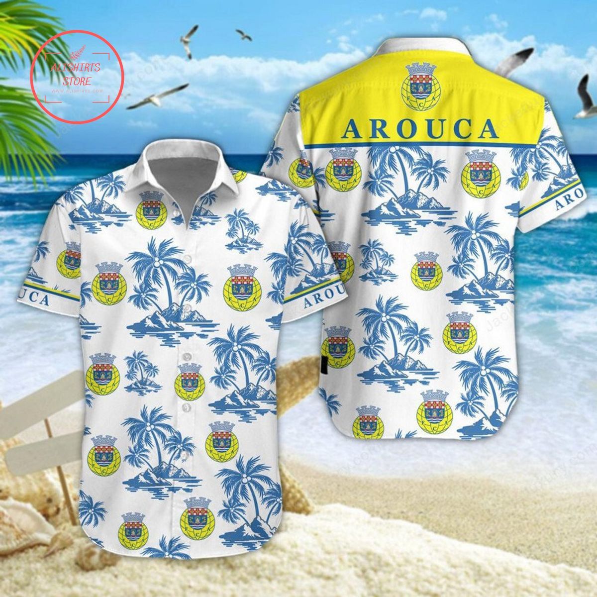 Fc Arouca Coconut Tree Hawaiian Shirt