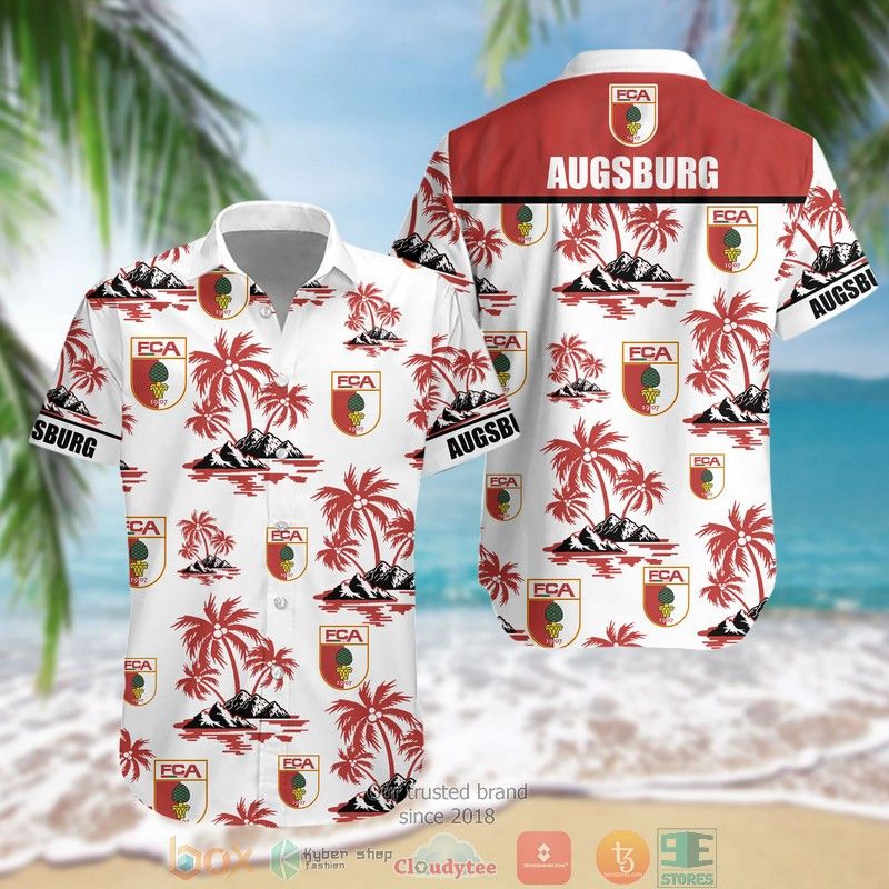 Fc Augsburg Coconut Tree Trendy Hawaiian Shirt Aloha Shirt