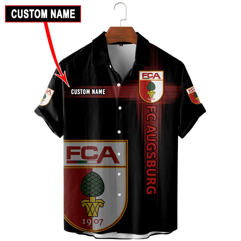 Fc Augsburg Custom Name Black Hawaiian Shirt
