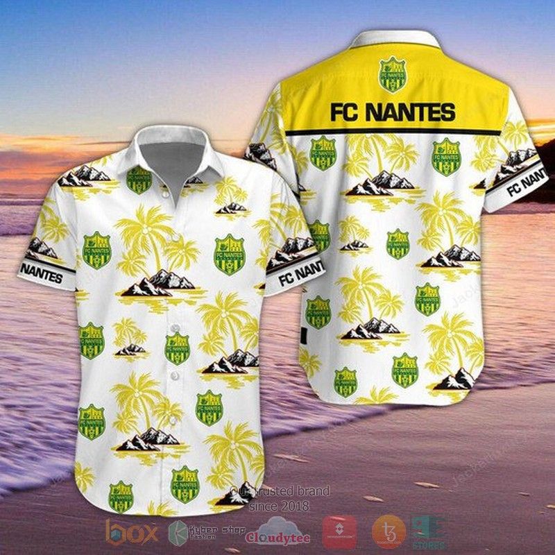 Fc Nantes Coconut Tree White Yellow Hawaiian Shirt