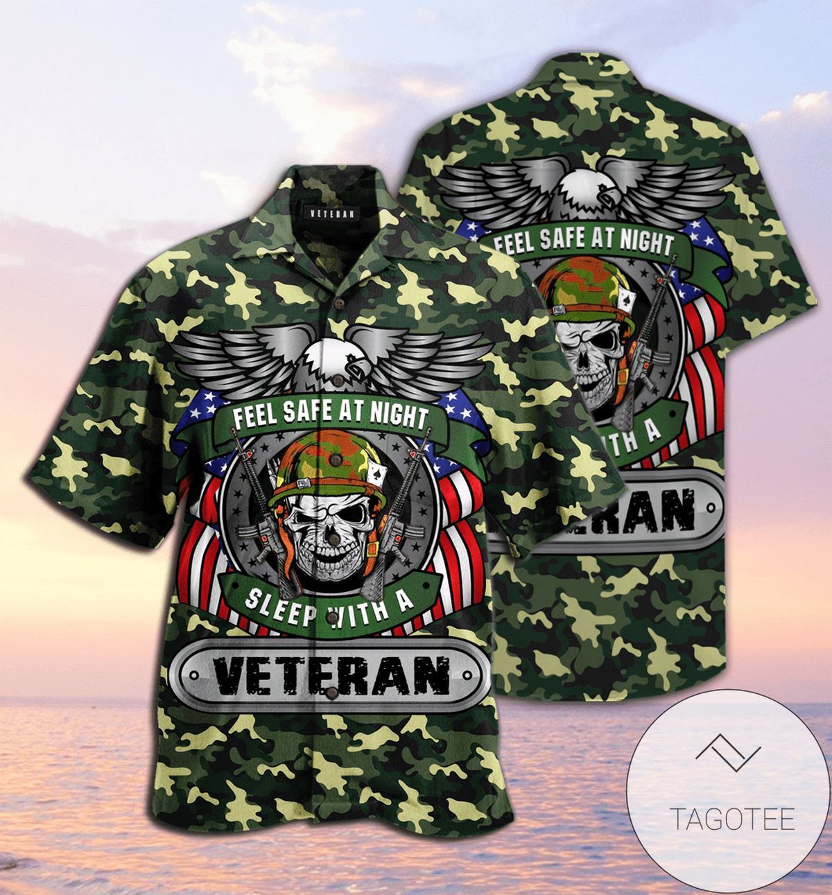 Feel Safe At Night Sleep WitA Veteran Camo Hawaiian Shirts