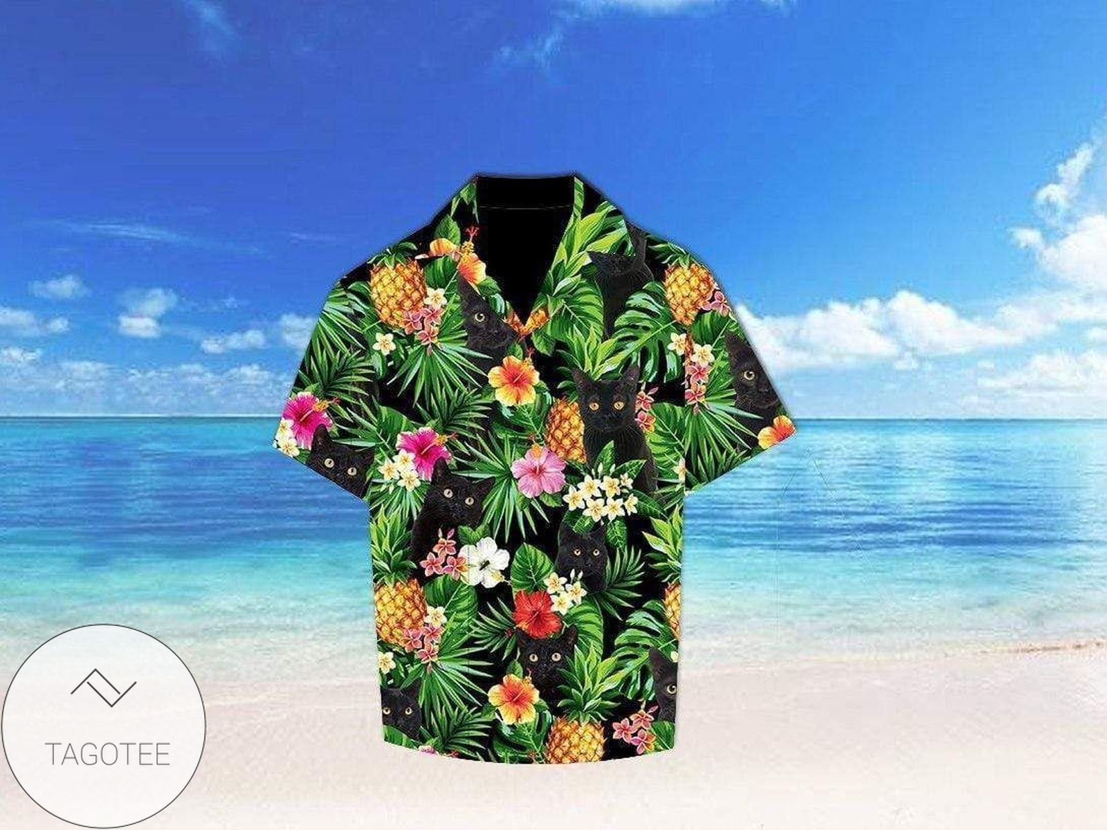 Feline Enchantment as Cat Meets Pineapple on Hawaiian Shirt