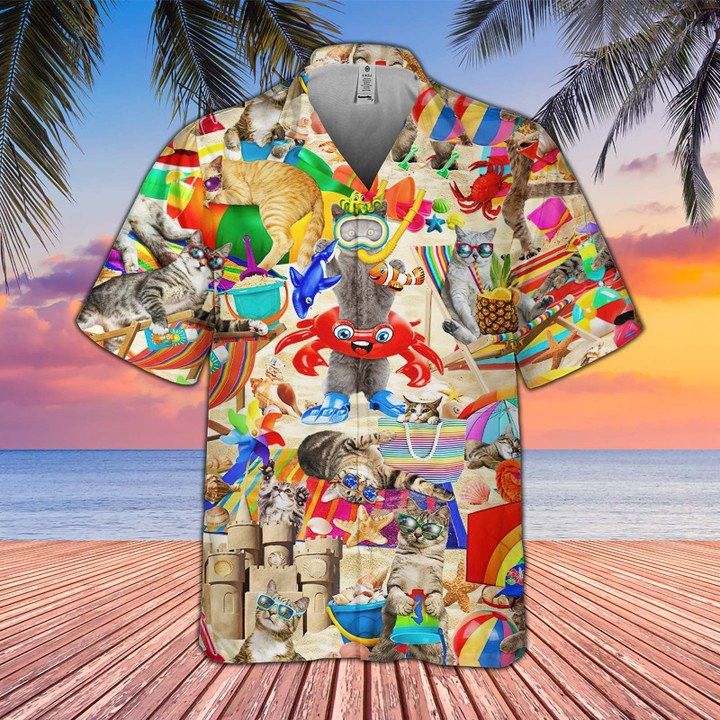 Feline Enthusiasm 3D Hawaiian Shirt Perfect Cat Lovers Print 6