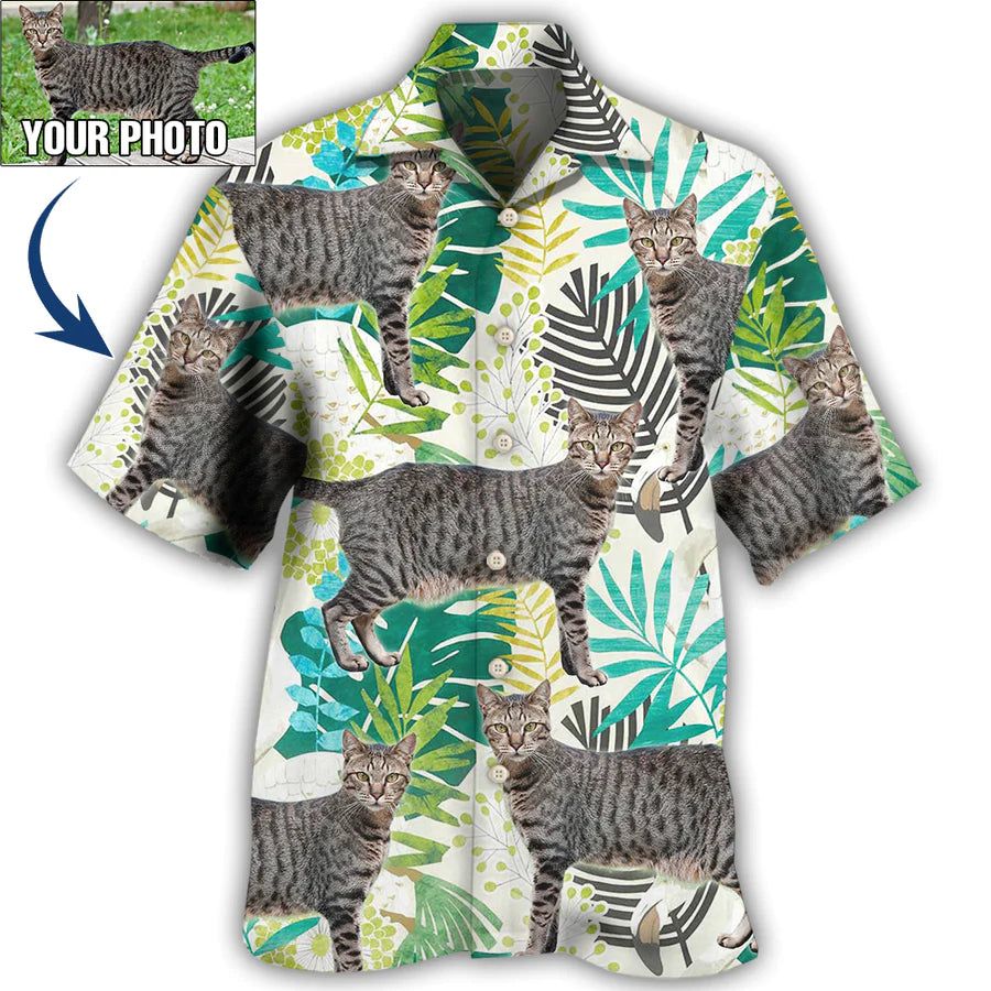 Feline Fashion: Custom Photo Cat Hawaiian Shirt Feline Fashion: Custom Photo Cat Hawaiian Shirt