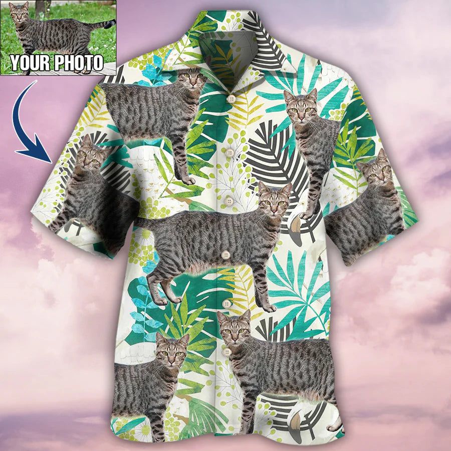Feline Fashion: Custom Photo Cat Hawaiian Shirt