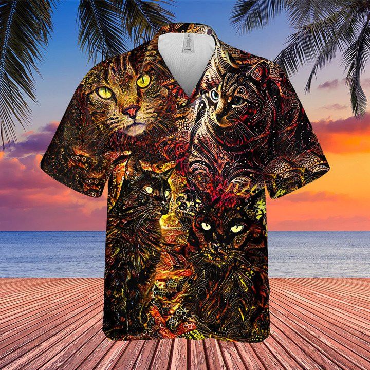 Feline Love Highlighted Hawaiian Shirt Perfect Cat Lovers Design