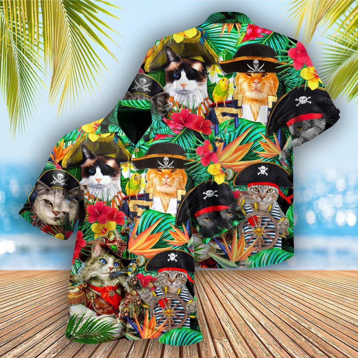 Feline Pirate Adventure Hawaiian Shirt 3D All Over Printed