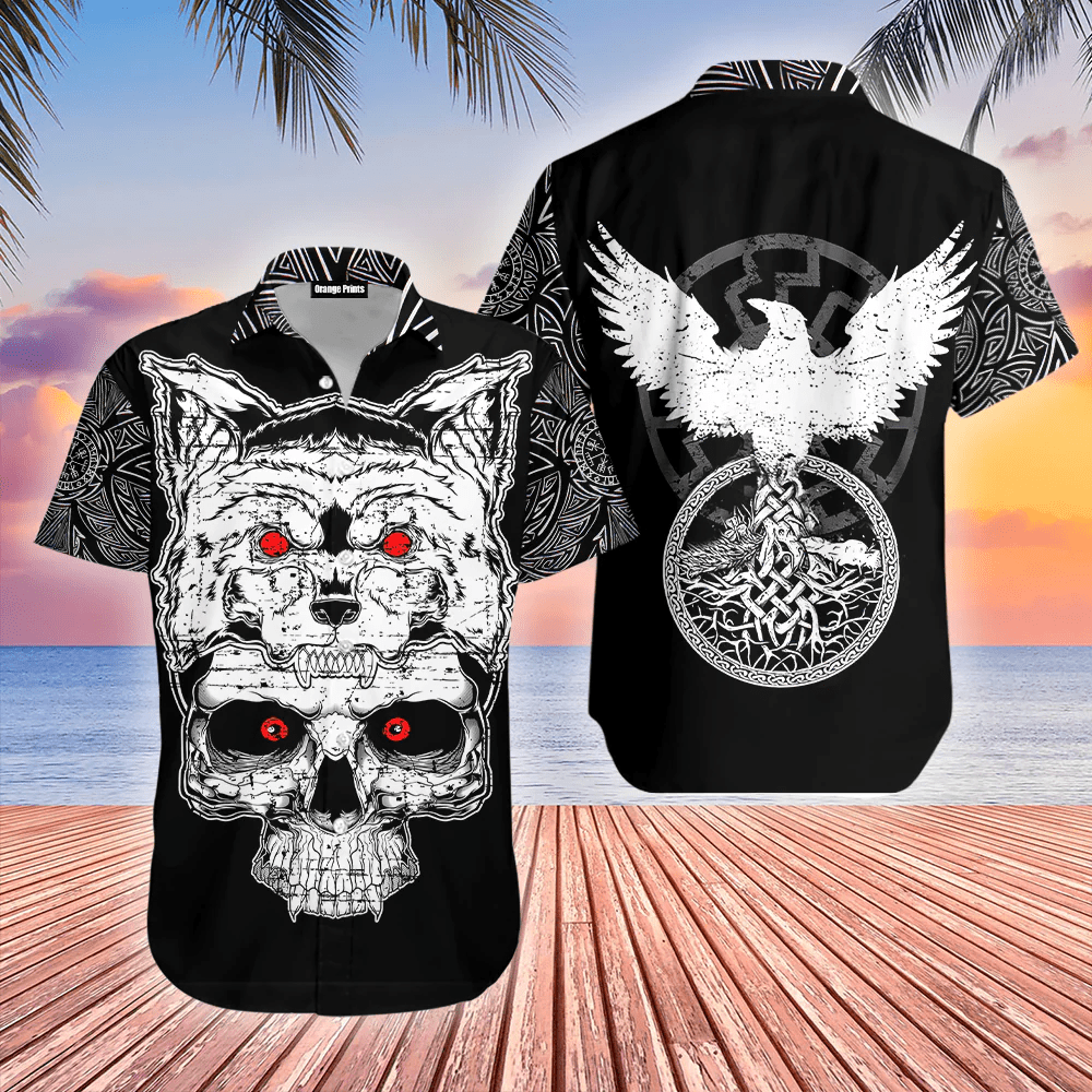 Fenrir and Viking Mysteries on a Hawaiian Shirt