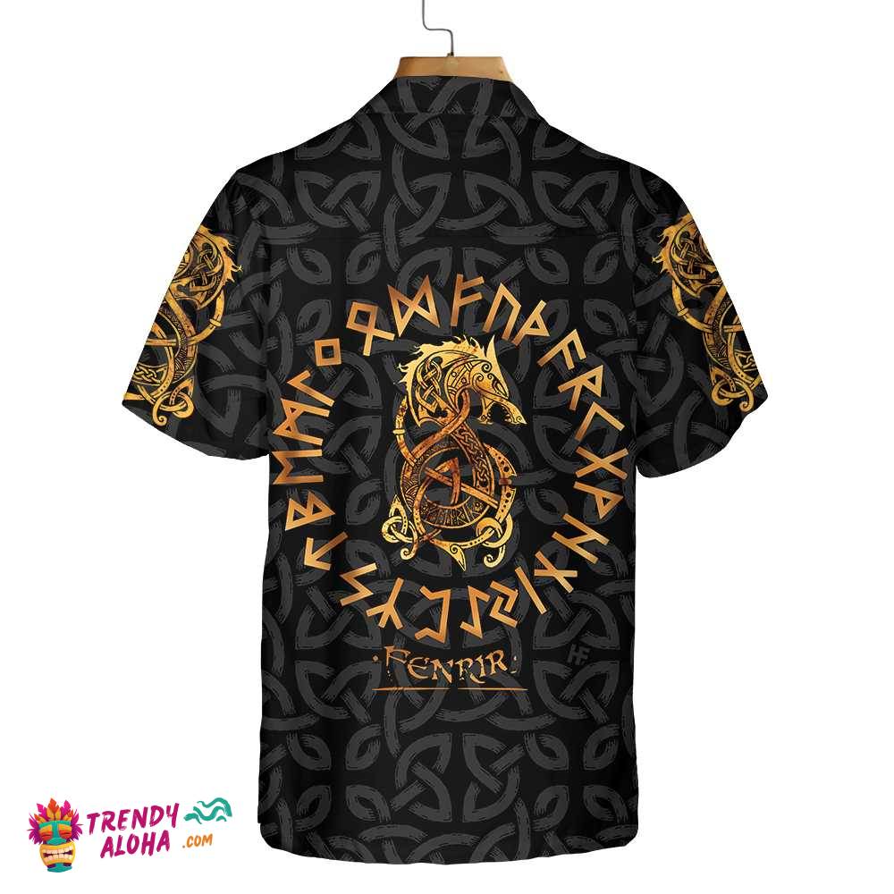Fenrir Wolf Celtic Warrior Viking Hawaiian Shirt, Norse Mythology Fenrir Viking Shirt