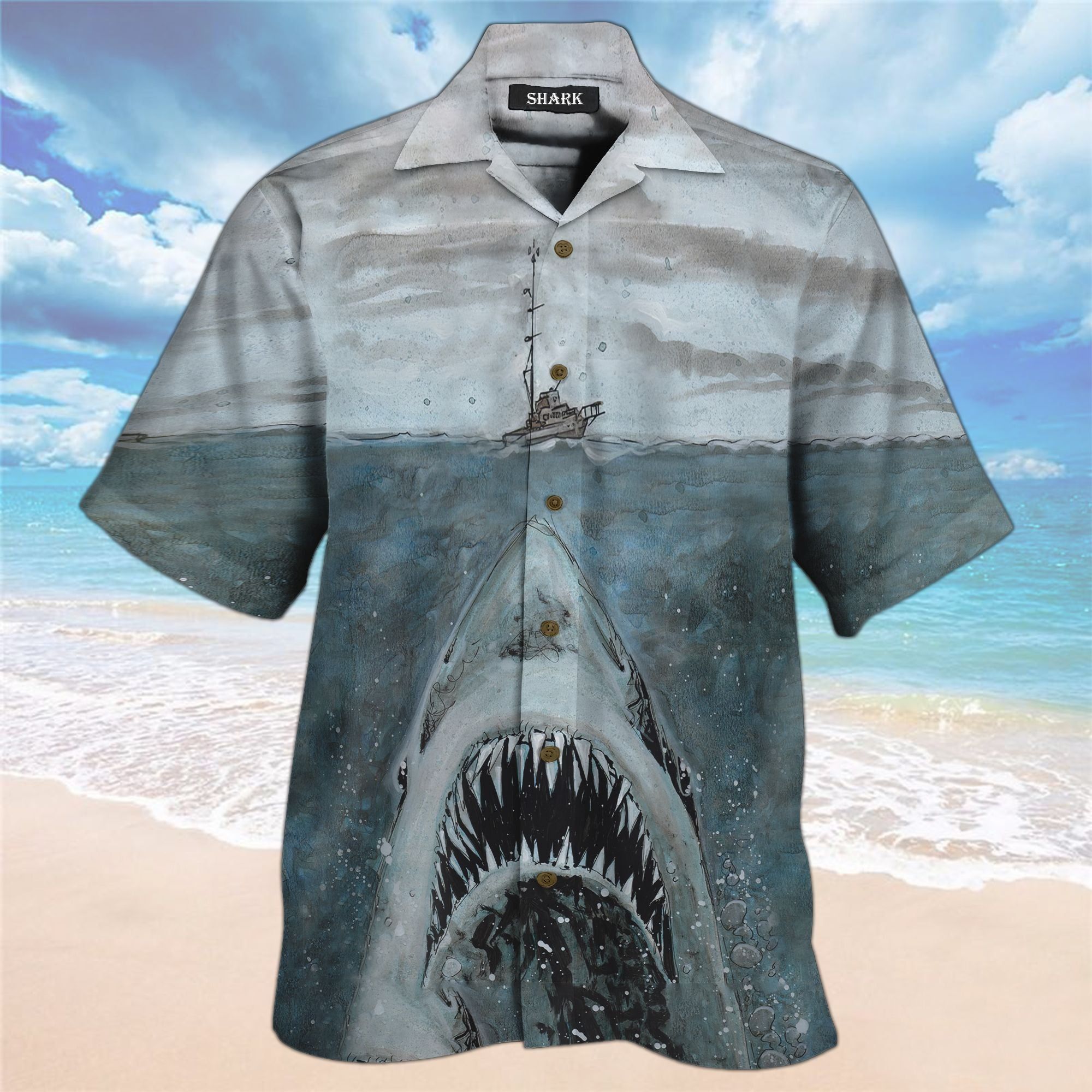 Ferocious Jaws: Shark Mouth 3D Hawaiian Shirt & Shorts Ferocious Jaws: Shark Mouth 3D Hawaiian Shirt & Shorts