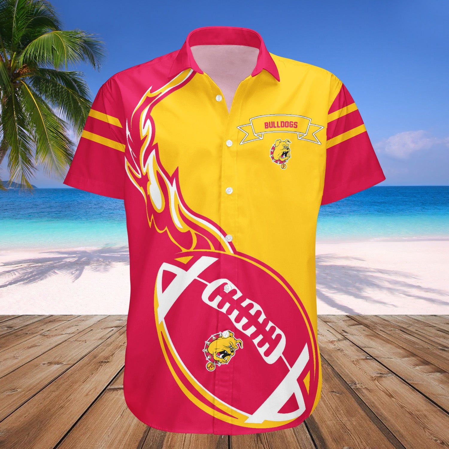 Ferris State Bulldogs Hawaii Shirt Flame Ball – NCAA