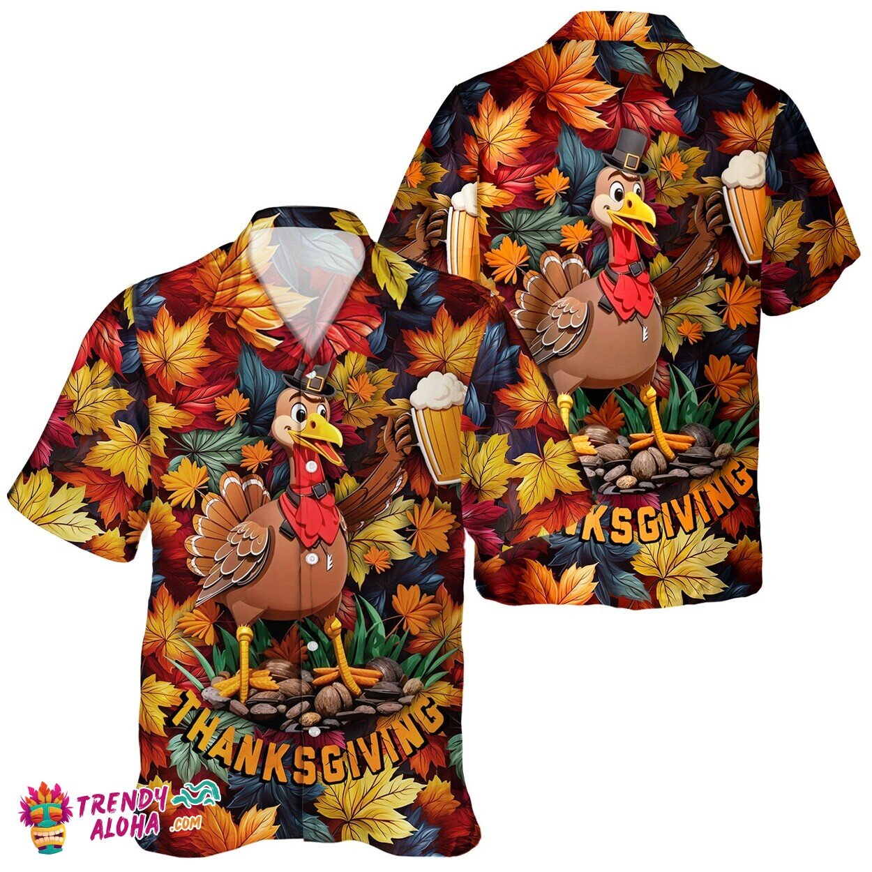 Festive Unisex Turkey Thanksgiving Day Pumpkin Aloha Shirt