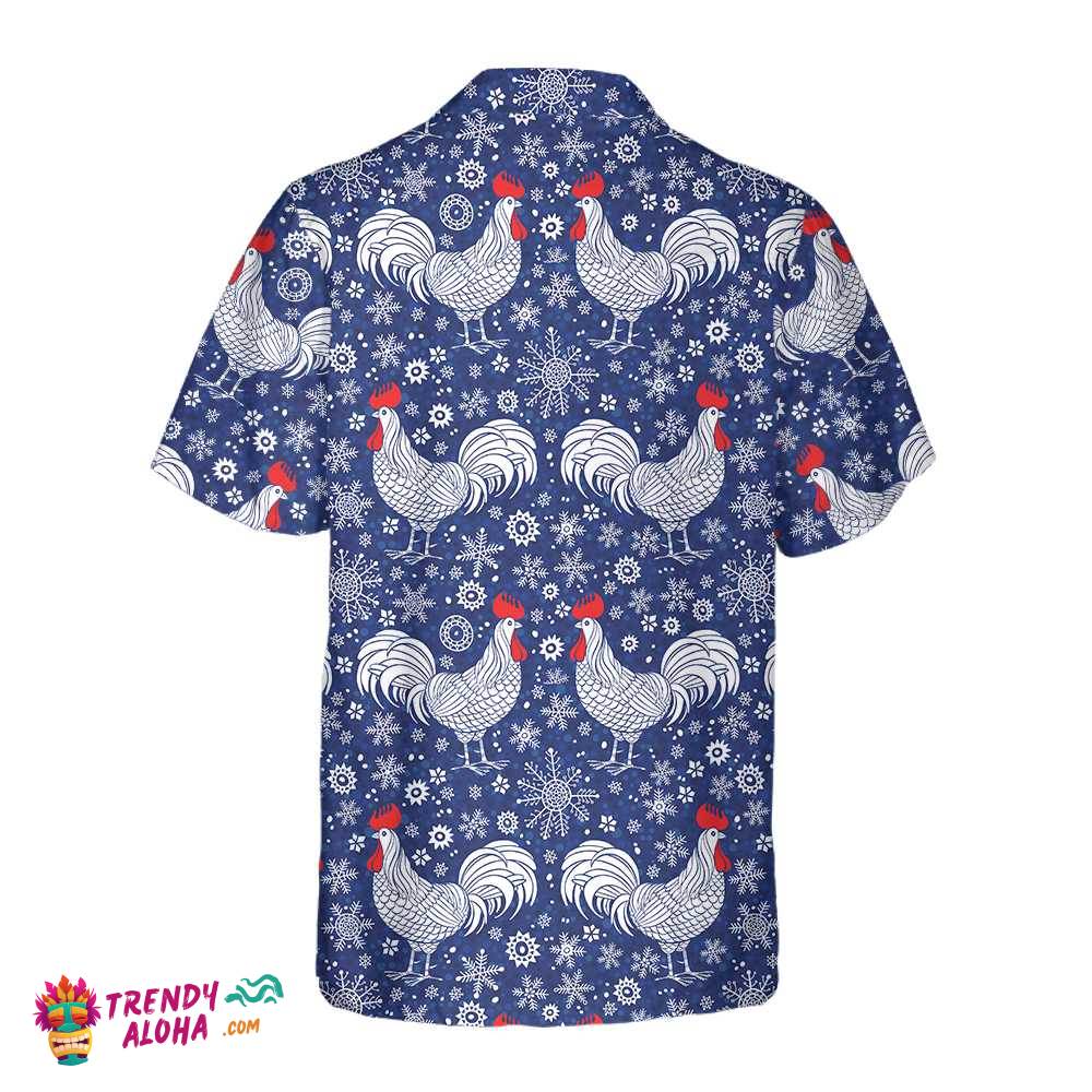Festive Winter Rooster Hawaiian Shirt, Unique Chicken Shirt For Men & Women