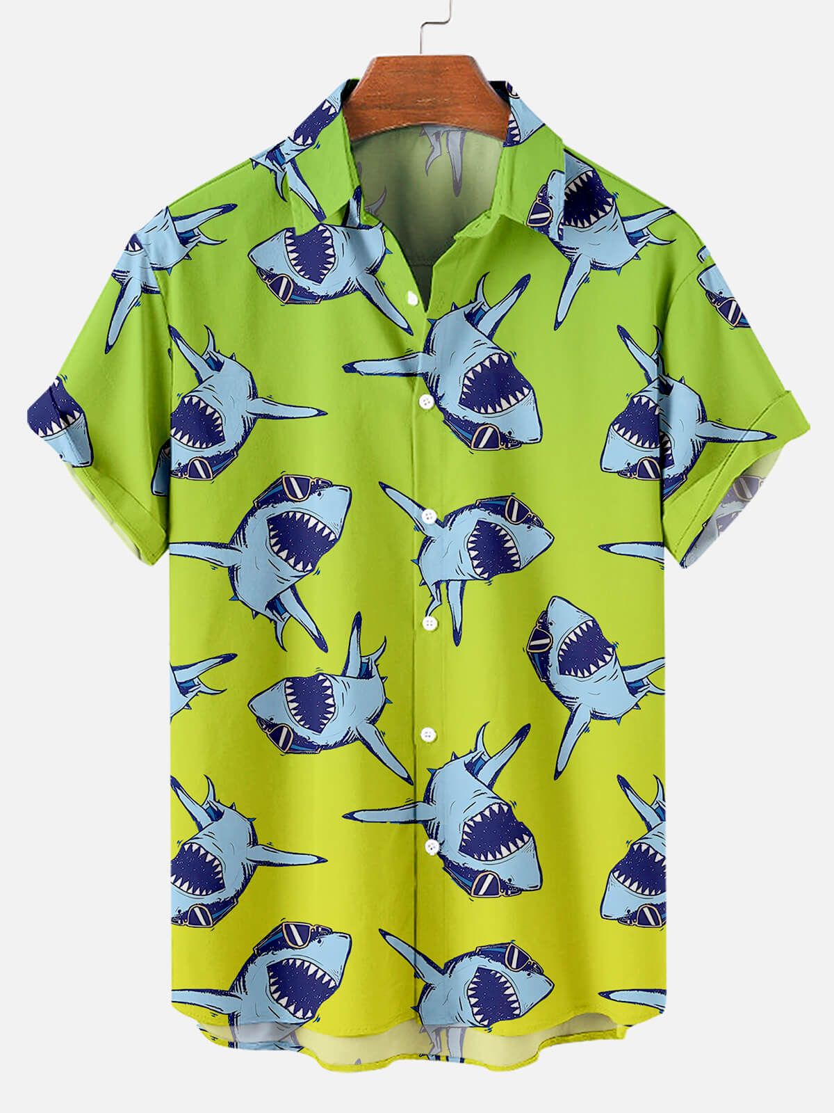 Fierce Depths: Deep Sea Shark Aloha Shirt Fierce Depths: Deep Sea Shark Aloha Shirt