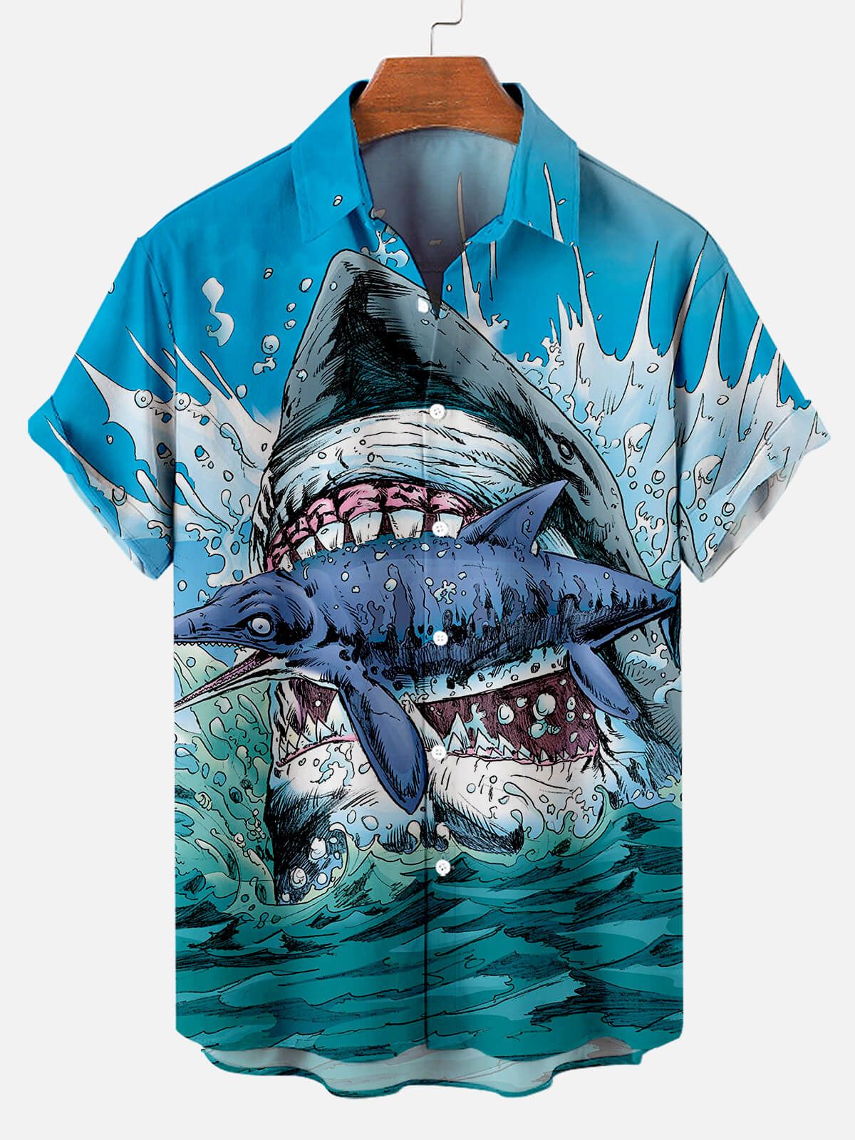 Fierce Fin: Great White Shark Hawaiian Shirt Fierce Fin: Great White Shark Hawaiian Shirt