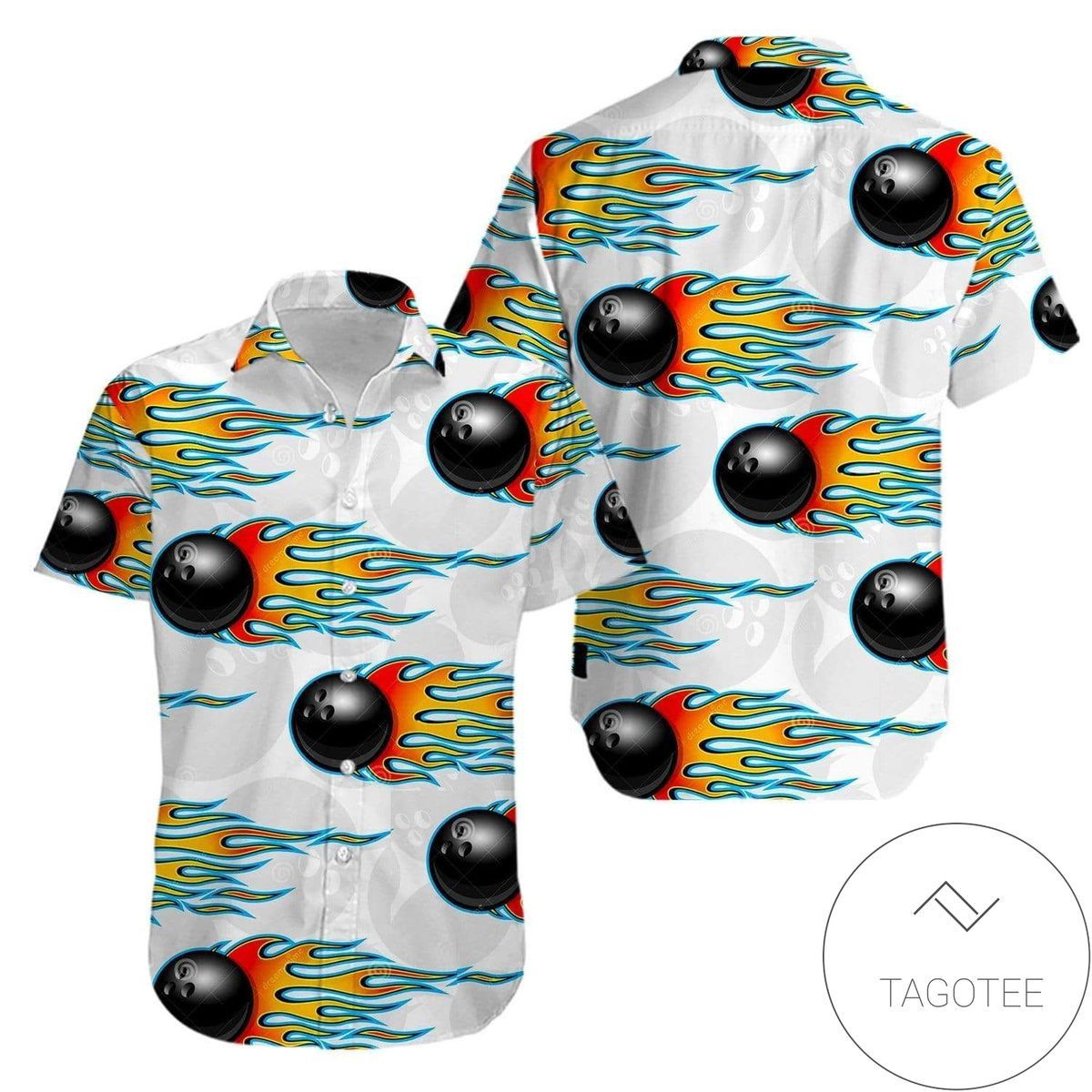 Fiery Bowling Action Captured on Distinctive Hawaiian Shirt