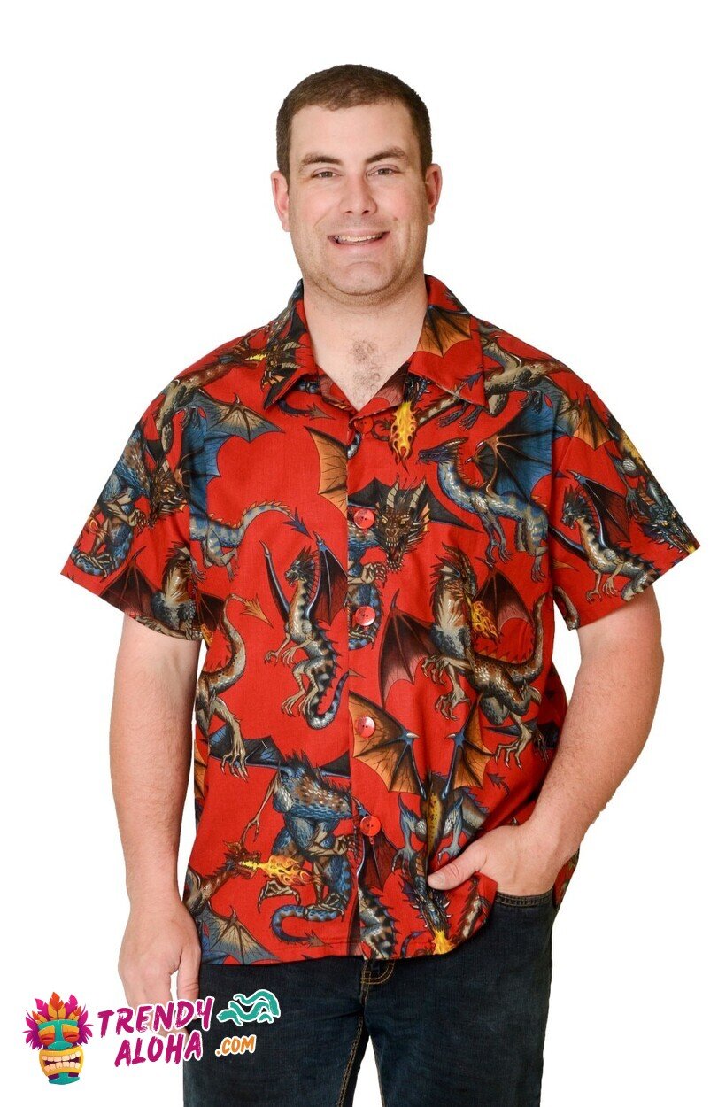 Fiery Red Celtic Dragon Traditional Design Hawaiian Shirt