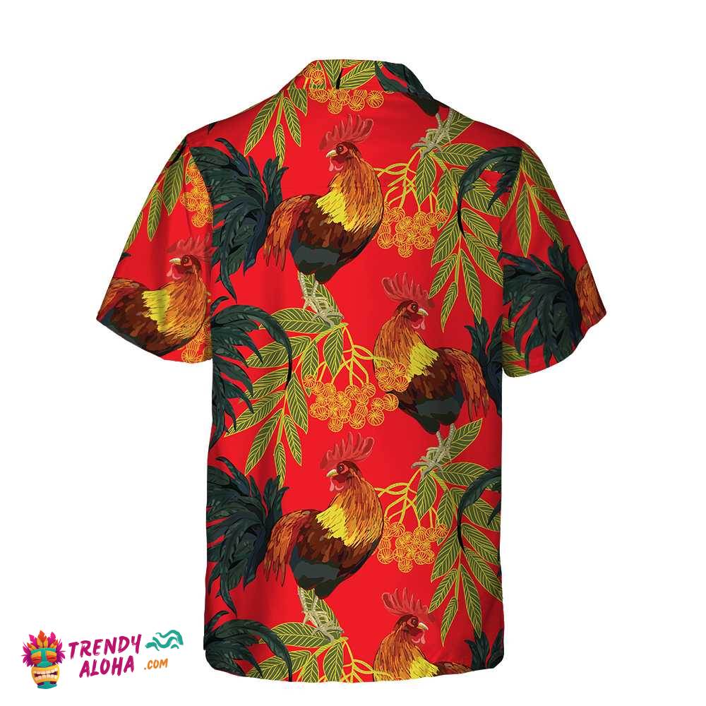 Fiery Red Rooster Hawaiian Shirt, Unique Chicken Shirt For Men & Women