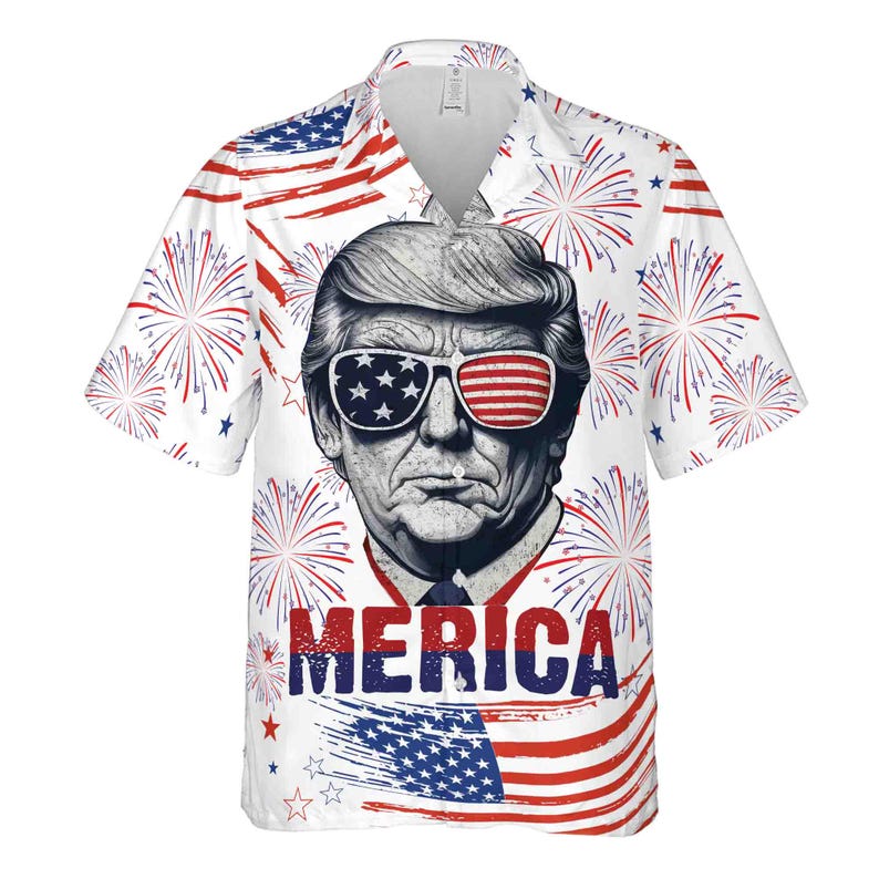Fight For America Patriotic Design Shirt Trump Hawaiian Shirt